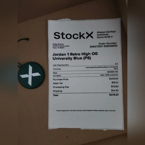 Jordan 1 Retro High OG University Blue (PS) Size 2.5 - Picture 5 of 6